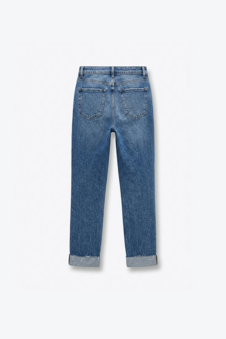JEANS DROIT À REBORD DROIT