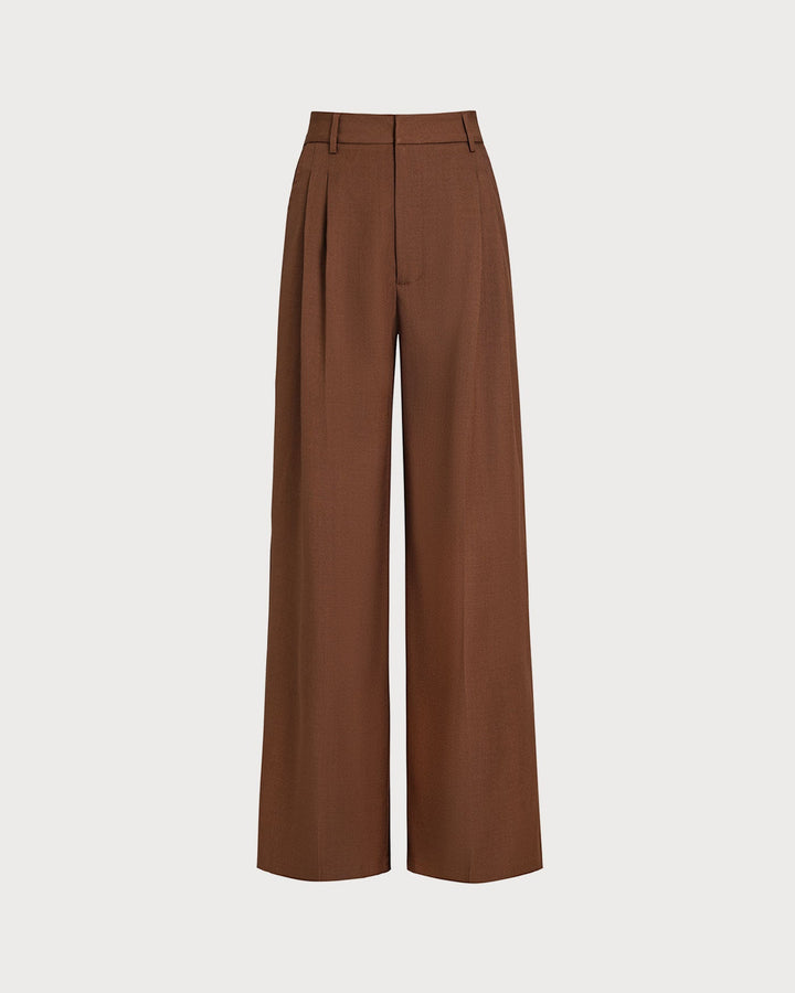 Pantalon droit taille naturelle caramel