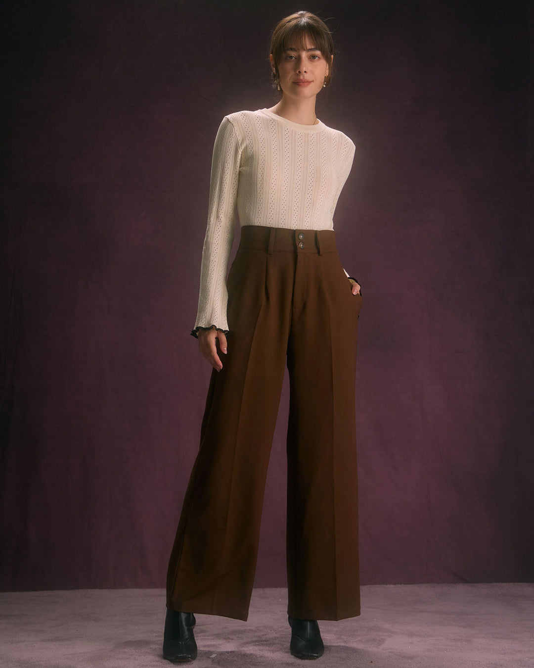 Le Pantalon Droit Poches Obliques avec Bouton
