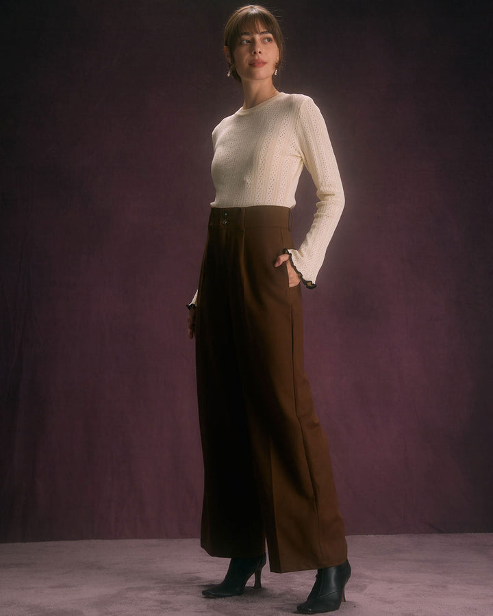 Le Pantalon Droit Poches Obliques avec Bouton