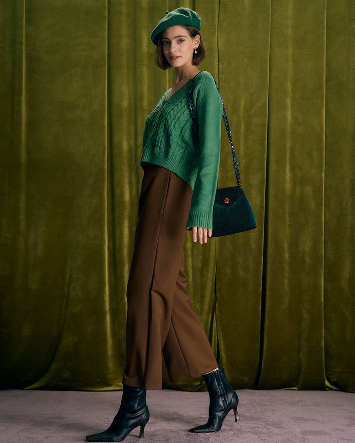 Le Pantalon Droit Poches Obliques avec Bouton