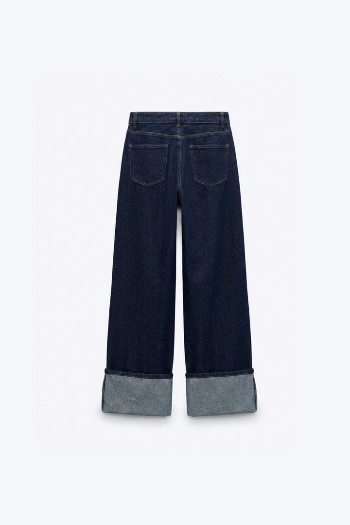 JEANS LARGE À GRAND REVERS
