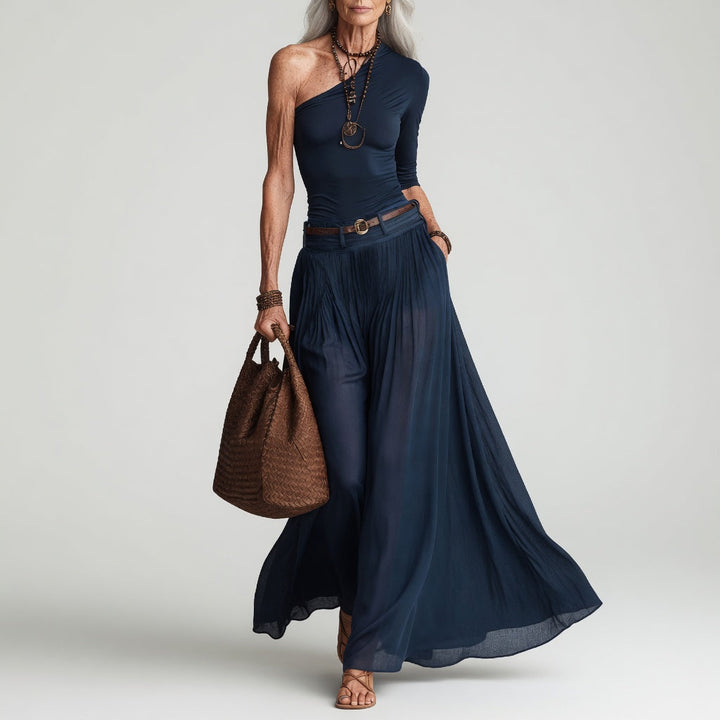 Constance™ — Robe longue asymétrique une épaule chic