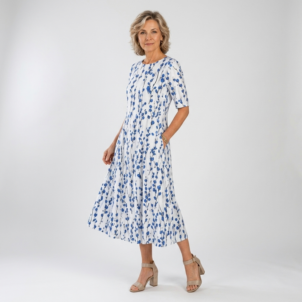Ésmorine™ — Robe midi imprimée élégance naturelle
