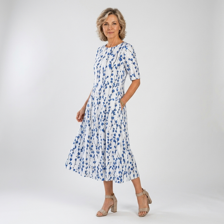 Ésmorine™ — Robe midi imprimée élégance naturelle