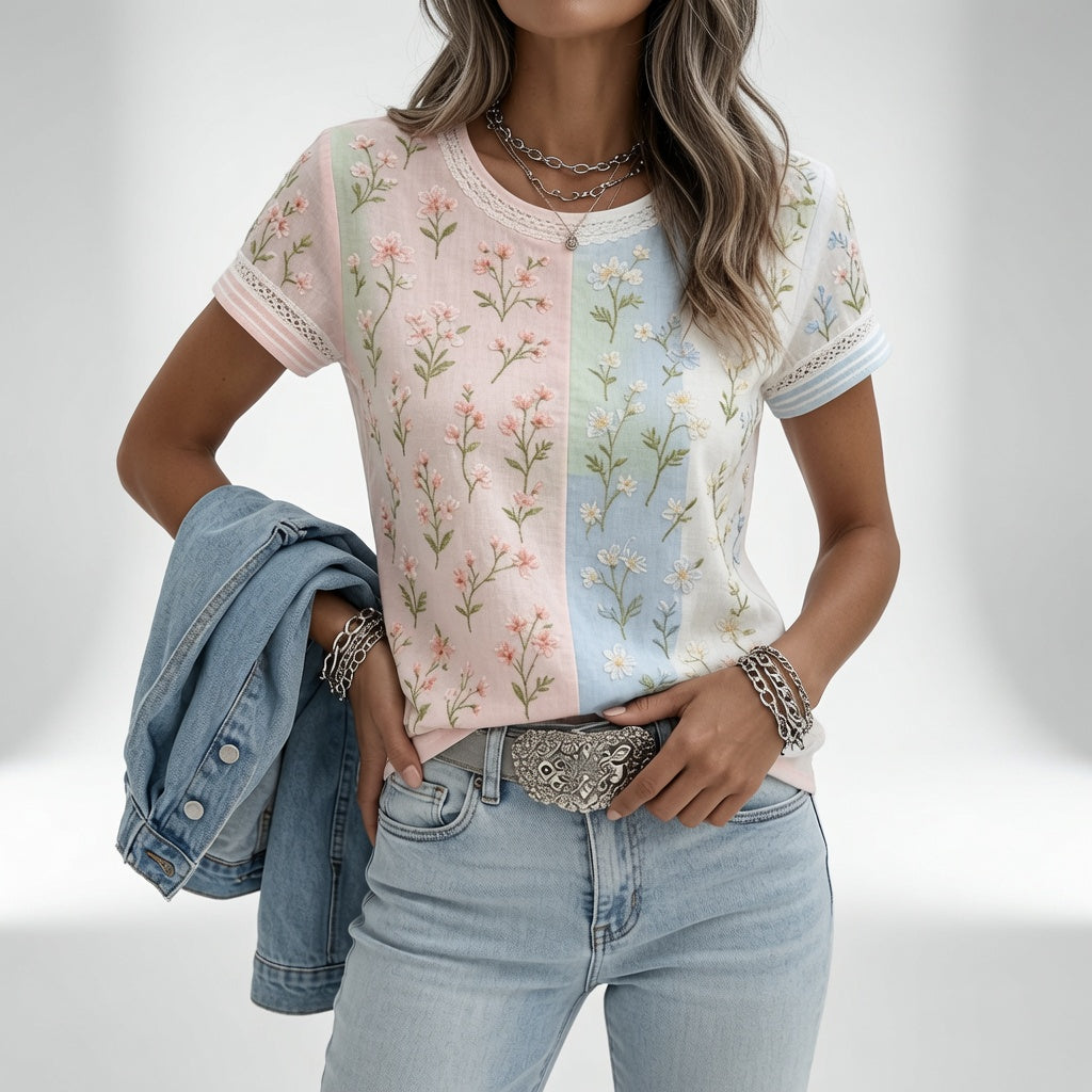 Mélisande™ — T-shirt floral douceur élégance quotidienne