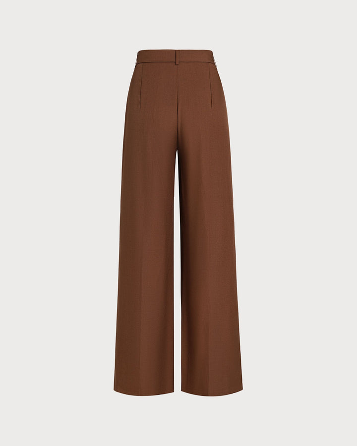 Pantalon droit taille naturelle caramel