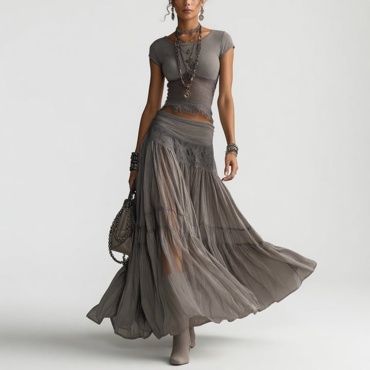 Griseline™ — Ensemble voile fluide gris poétique élégance éthérée