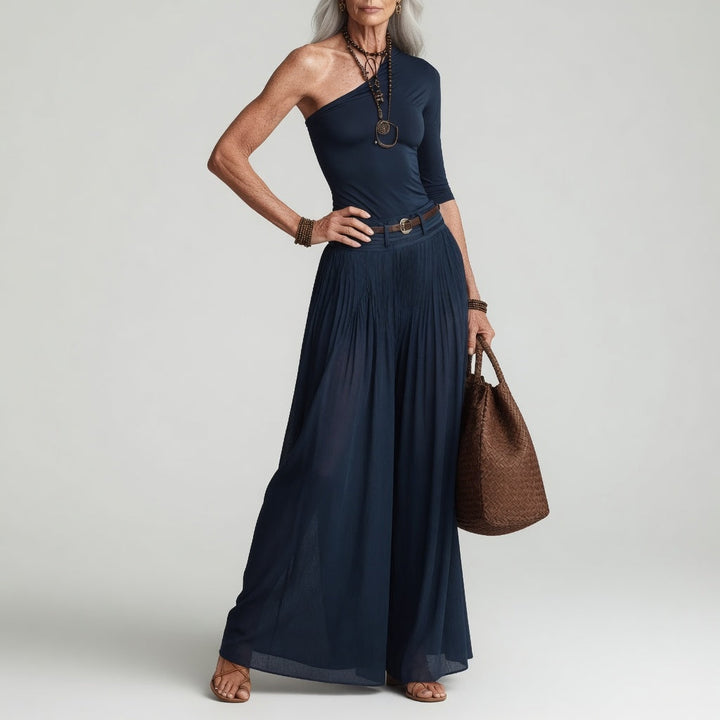 Constance™ — Robe longue asymétrique une épaule chic