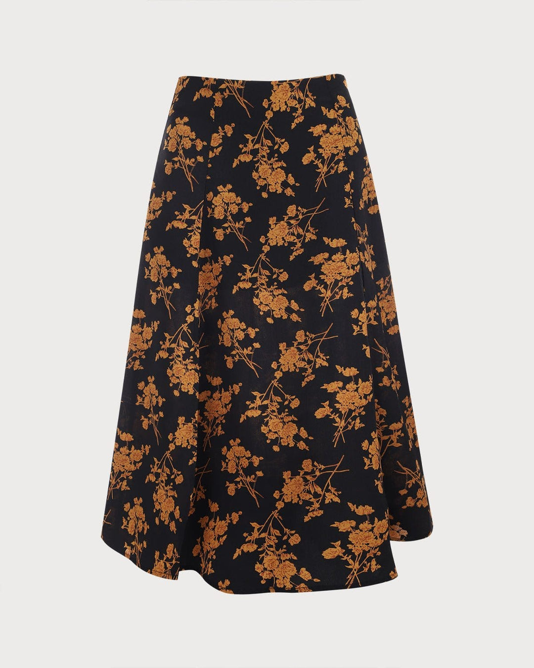 Jupe A-line à Taille Haute avec Fente Florale