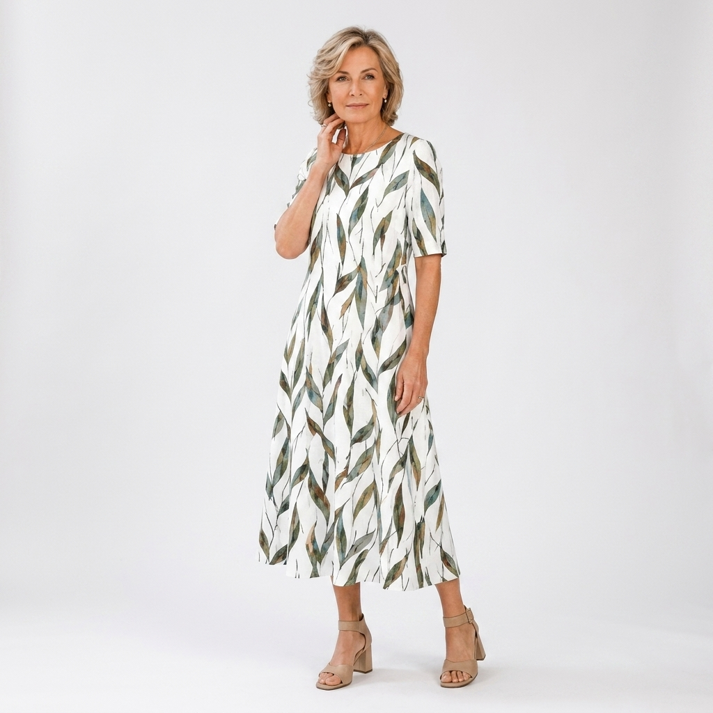 Ésmorine™ — Robe midi imprimée élégance naturelle