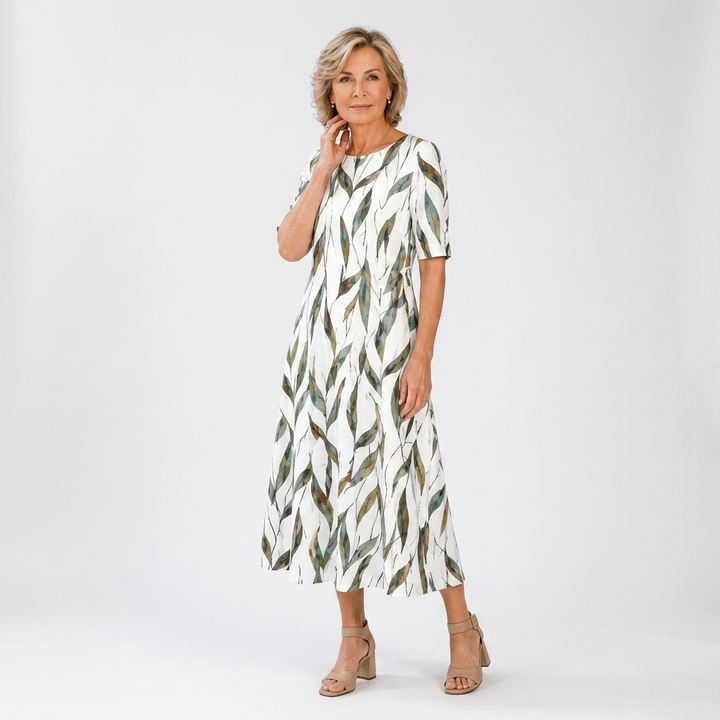Ésmorine™ — Robe midi imprimée élégance naturelle