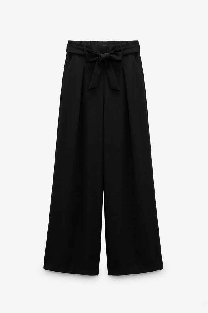 PANTALON LARGE NOIR CEINTURÉ