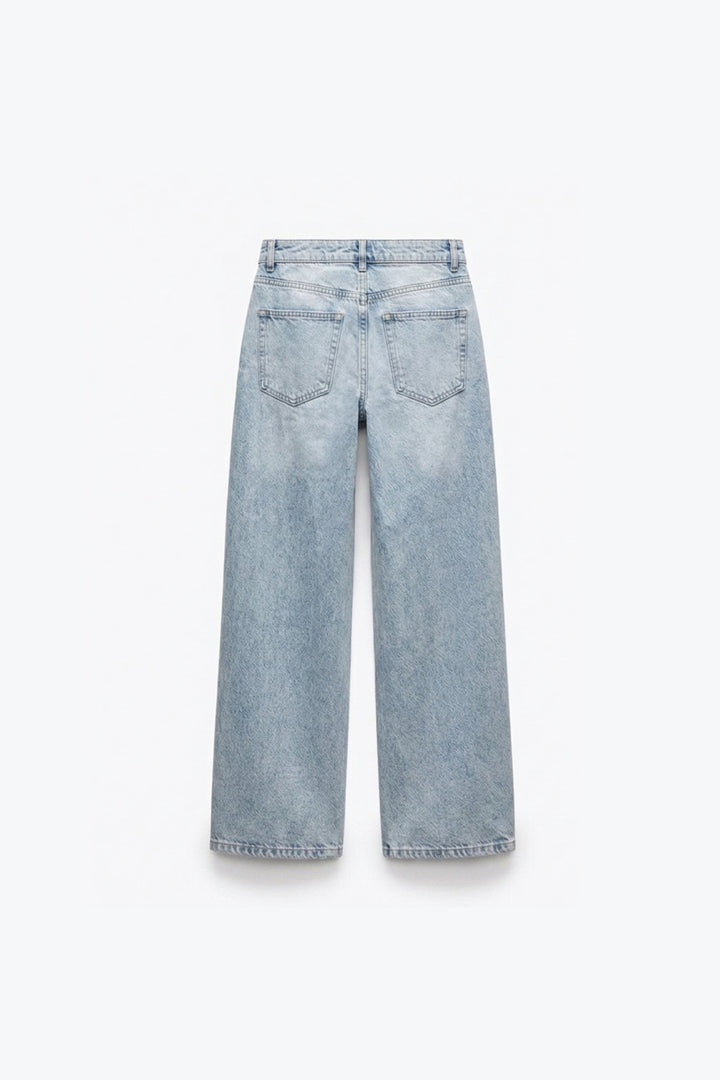 JEANS AMPLE EFFET DÉLAVÉ