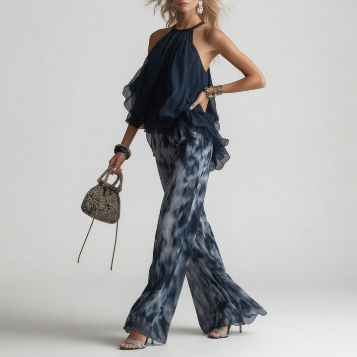 Flavie™ — Ensemble deux pièces fluide bleu marine élégance naturelle