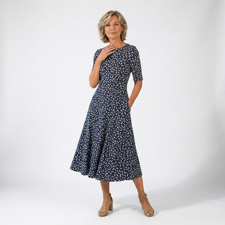 Ésmorine™ — Robe midi imprimée élégance naturelle