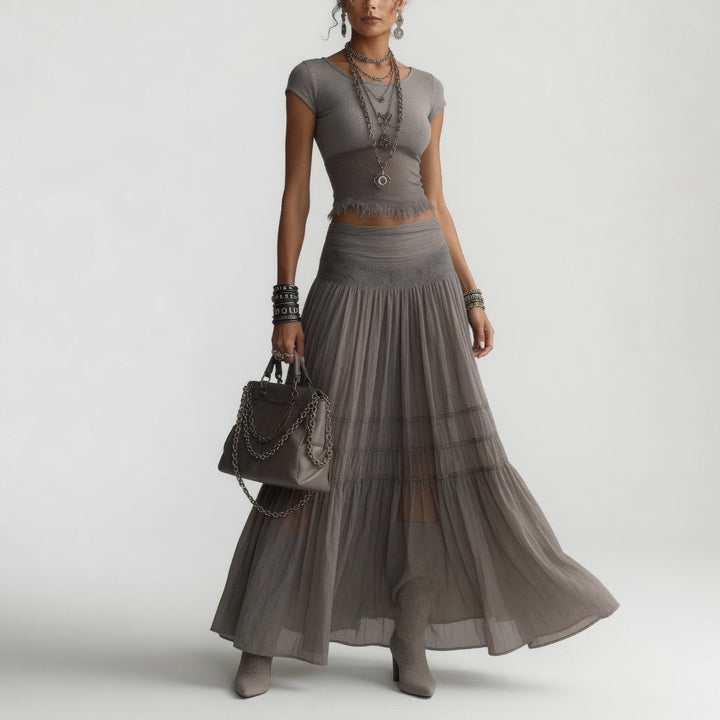 Griseline™ — Ensemble voile fluide gris poétique élégance éthérée