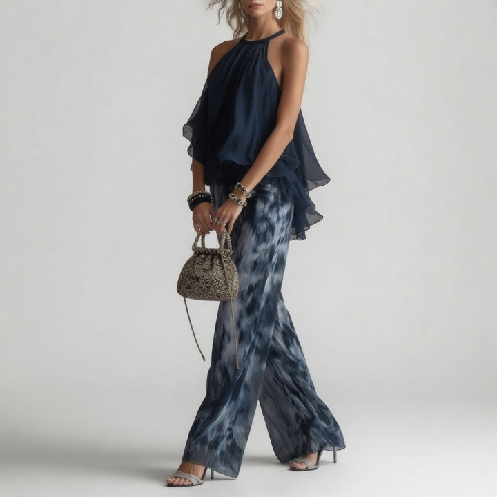 Flavie™ — Ensemble deux pièces fluide bleu marine élégance naturelle