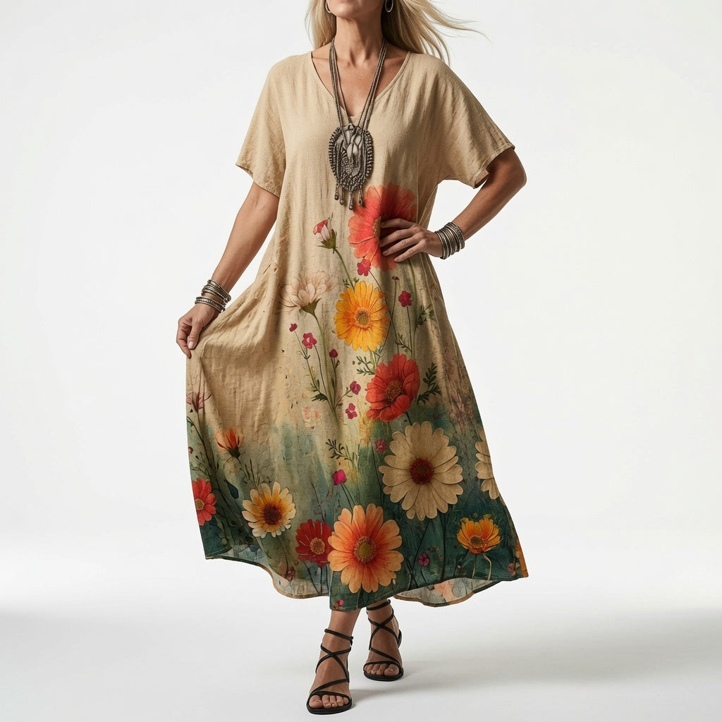 Élisoria™ — Robe florale fluide charme estival