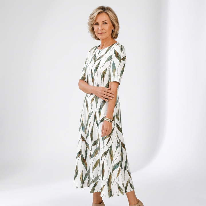 Ésmorine™ — Robe midi imprimée élégance naturelle