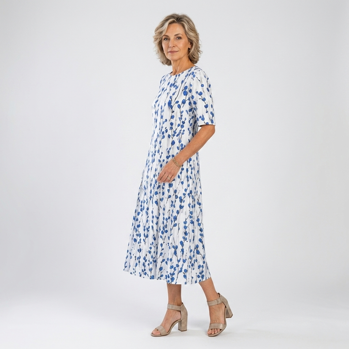 Ésmorine™ — Robe midi imprimée élégance naturelle