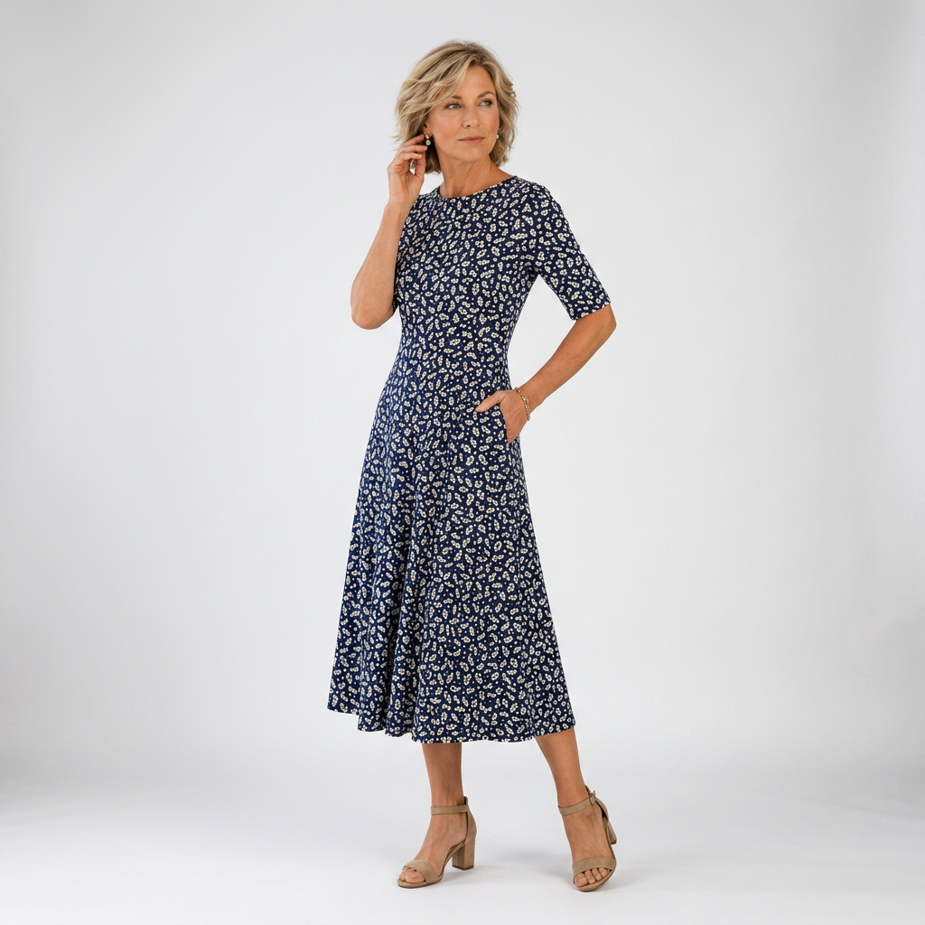 Ésmorine™ — Robe midi imprimée élégance naturelle