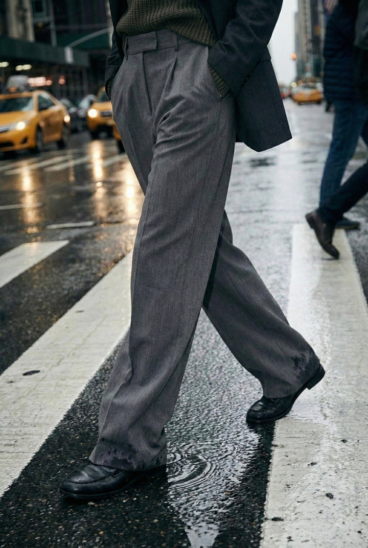PANTALON DROIT TAILLE HAUTE À PINCES