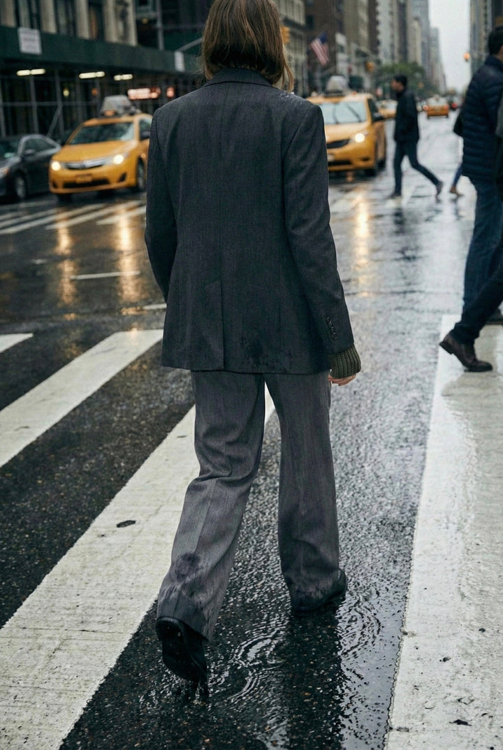 PANTALON DROIT TAILLE HAUTE À PINCES