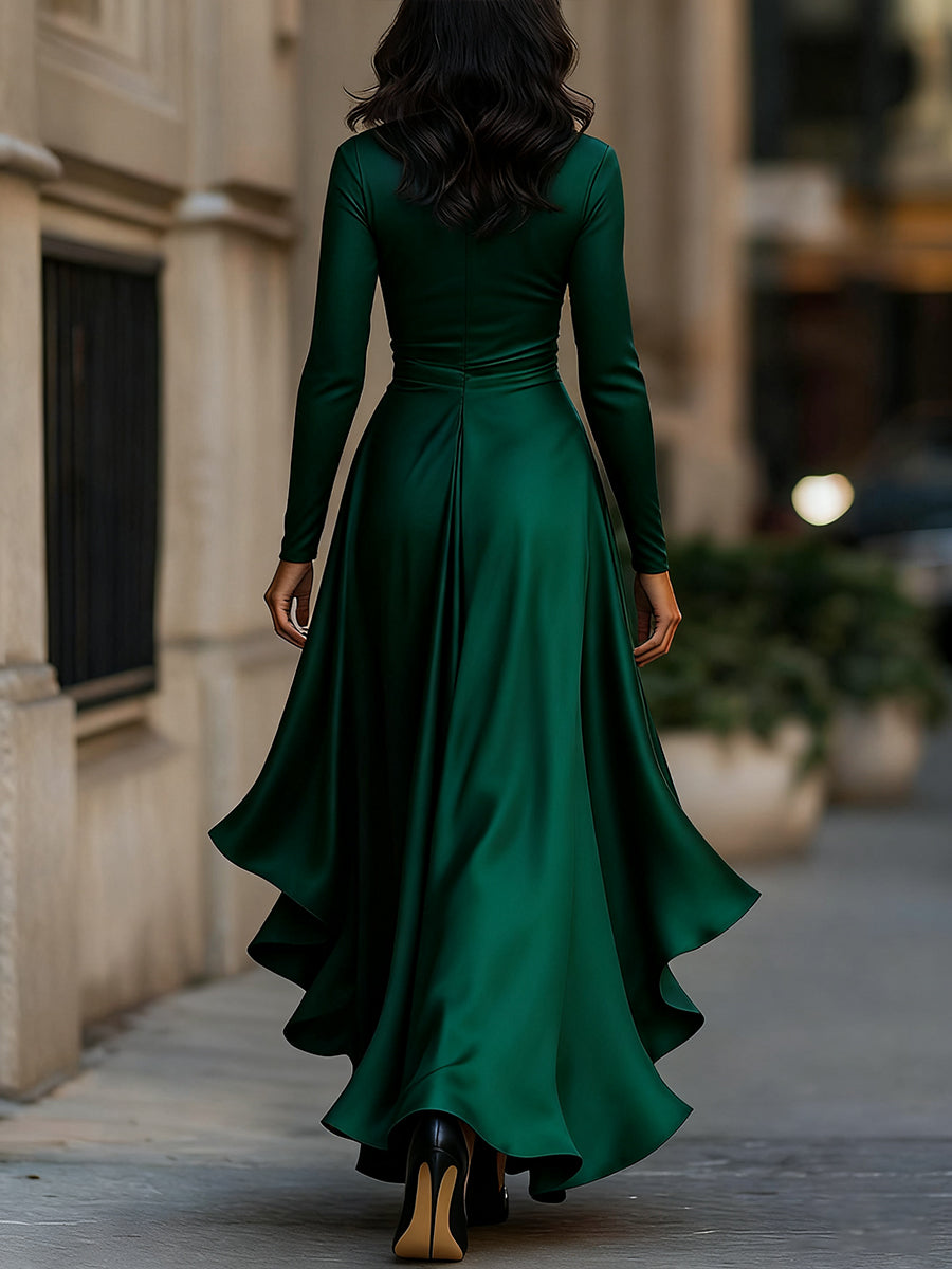 Mathilde™ — Robe portefeuille satinée élégance intemporelle