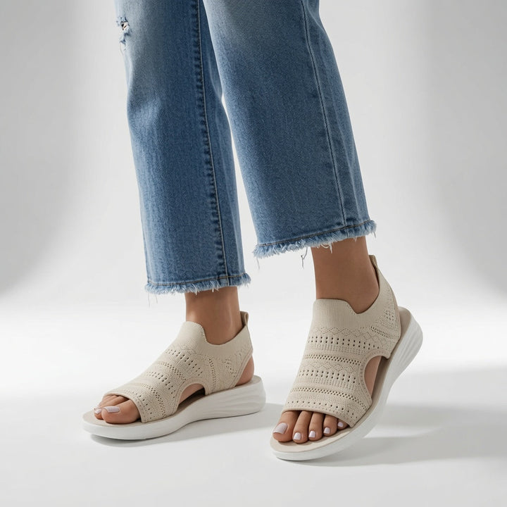 Souplesse™ — Sandale plateforme maille bout ouvert confort