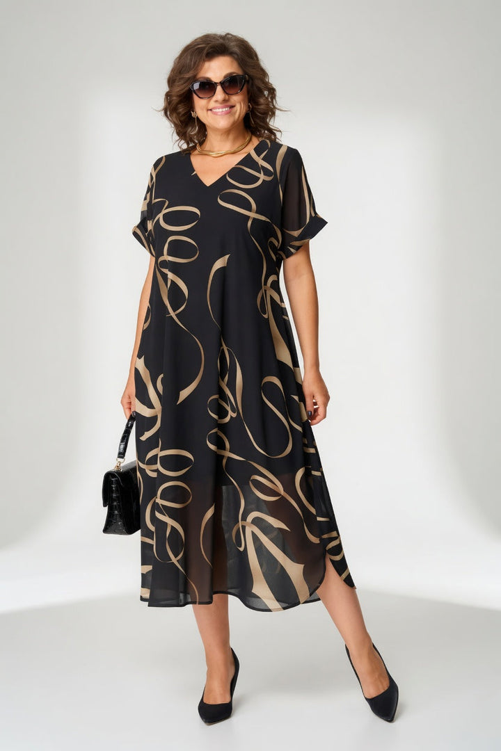 Edmée™ – Robe fluide graphique, élégance assumée