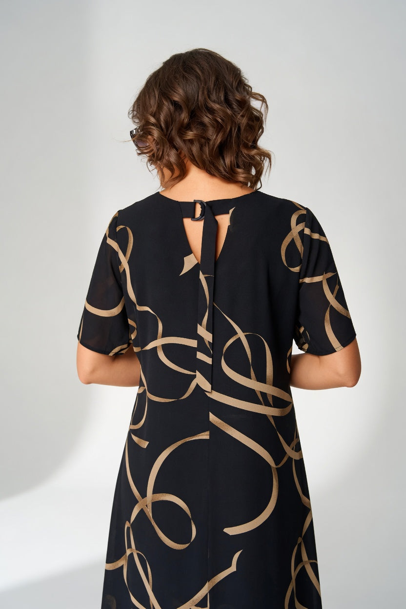 Edmée™ – Robe fluide graphique, élégance assumée