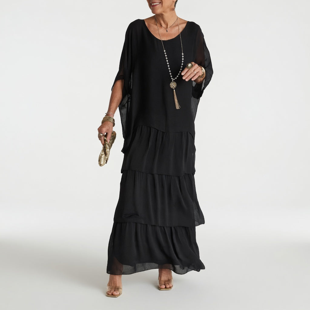 Émeline™ — Robe maxi fluide à volants bohème