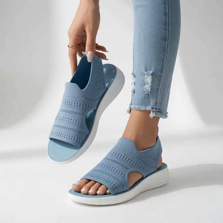 Souplesse™ — Sandale plateforme maille bout ouvert confort
