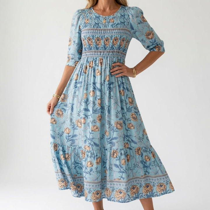 Santorine™ — Robe maxi fleurie col V fluide