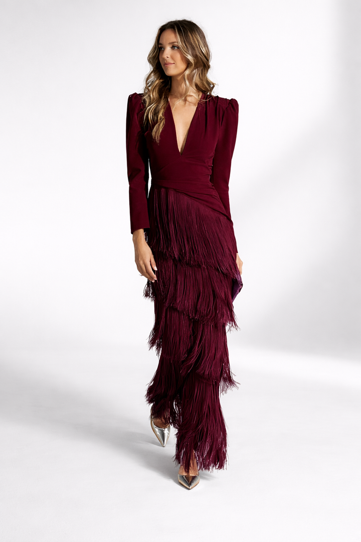 Valériane™ — Robe frangée élégante silhouette raffinée