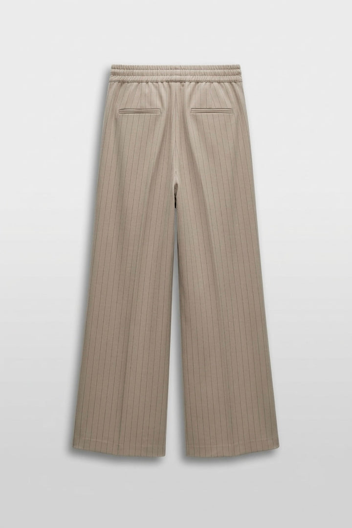 PANTALON LARGE RAYÉ BEIGE