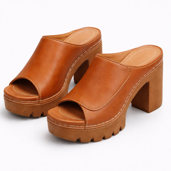 Cléophée™ — Mule talon bloc plateforme crantée allure urbaine