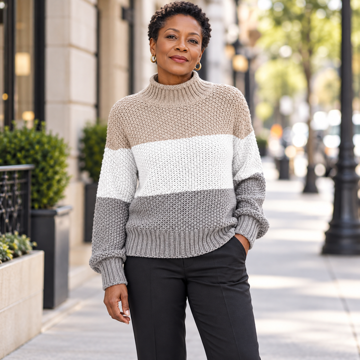 Pull Maelle – Col montant et bandes tricolores