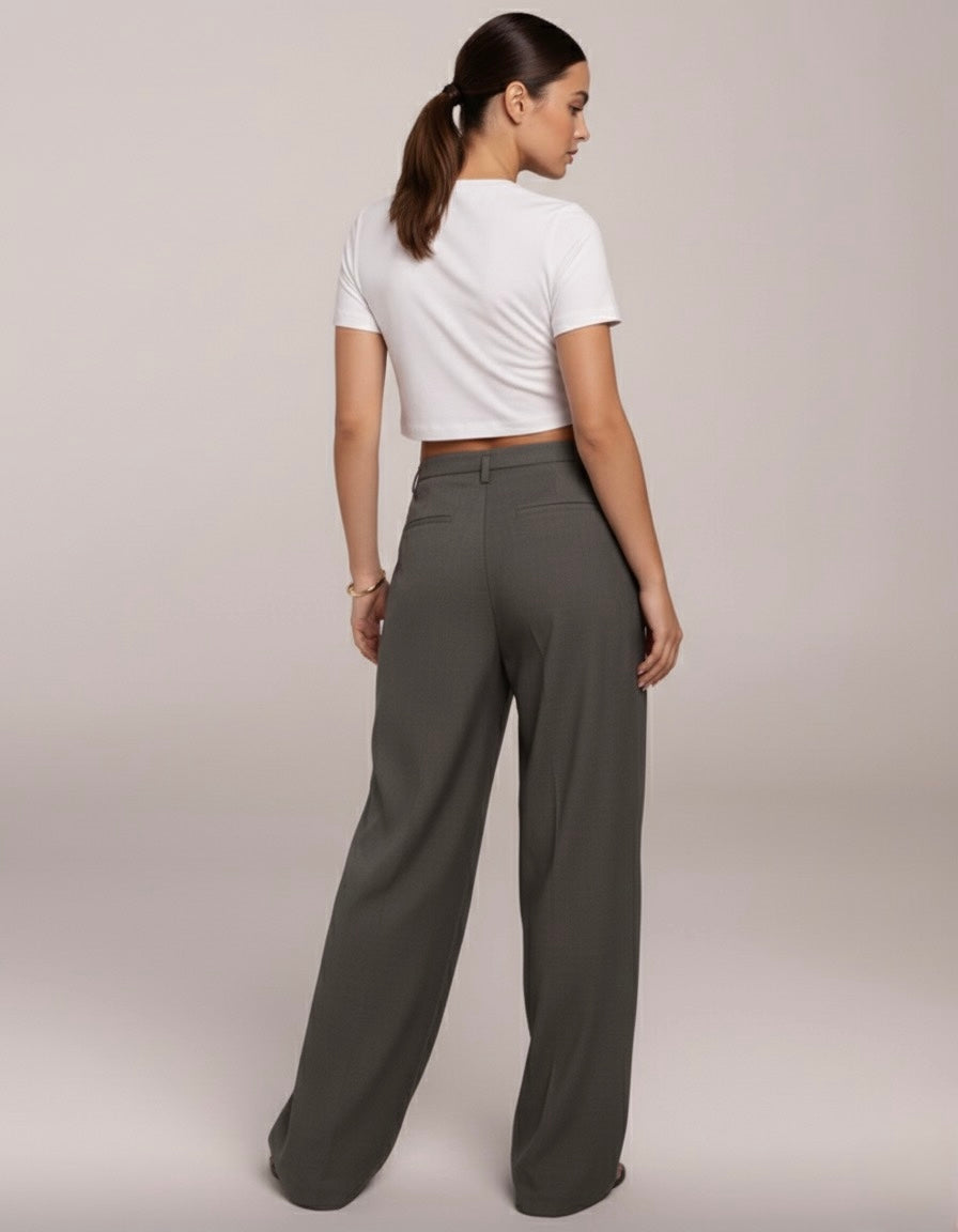 PANTALON TAILLEUR À JAMBE LARGE