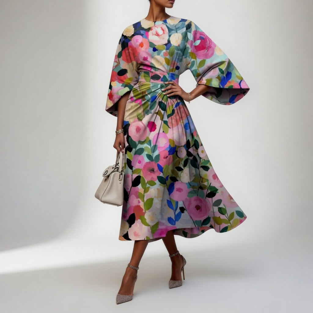 Mirabelle™ – Robe kimono florale, grâce orientale