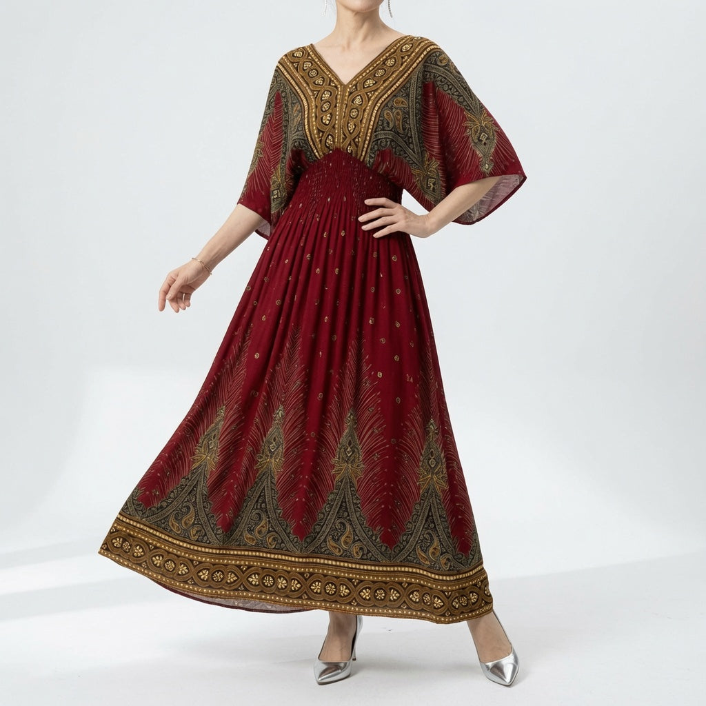 Orientale™ — Robe maxi imprimé ethnique bohème élégante
