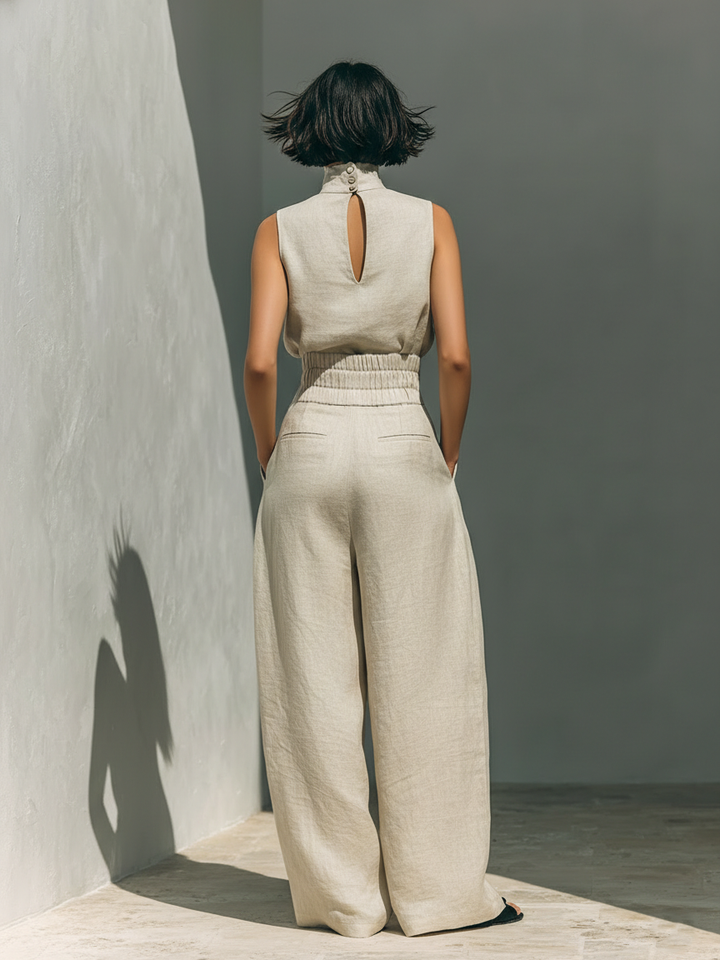 Amara — Ensemble minimaliste blouse et pantalon fluide