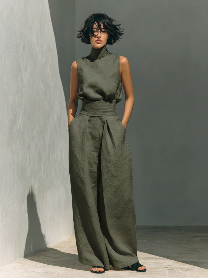 Amara — Ensemble minimaliste blouse et pantalon fluide