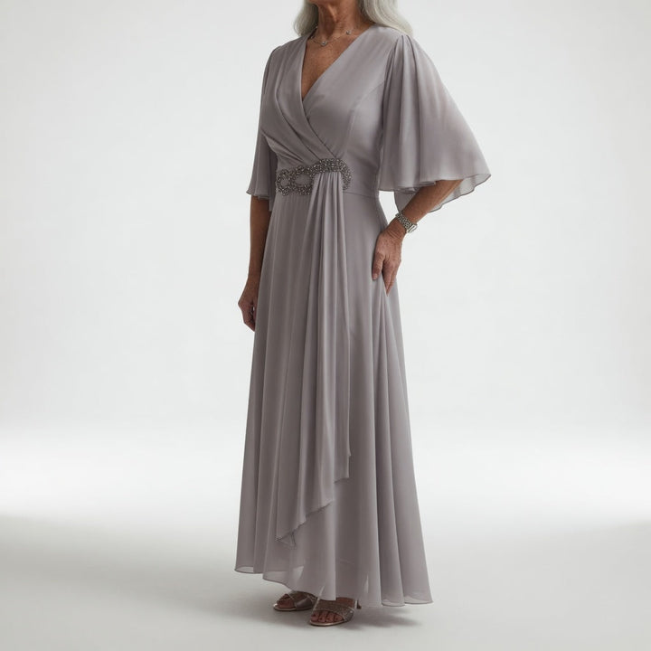 Éloïsine™ — Robe portefeuille longue manches papillon élégance douce