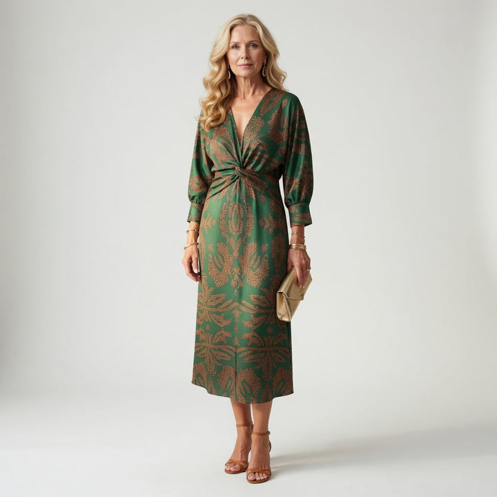 Hortense™ — Robe midi wrap imprimée élégante