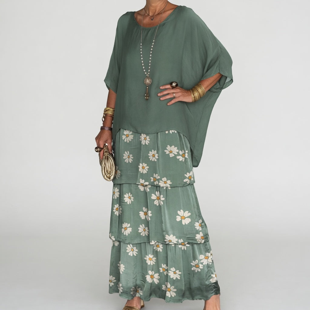Émeline™ — Robe maxi fluide à volants bohème