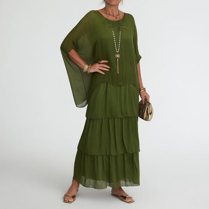 Émeline™ — Robe maxi fluide à volants bohème