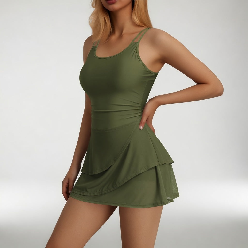 Marinelle™ — Maillot robe double bretelles silhouette balnéaire