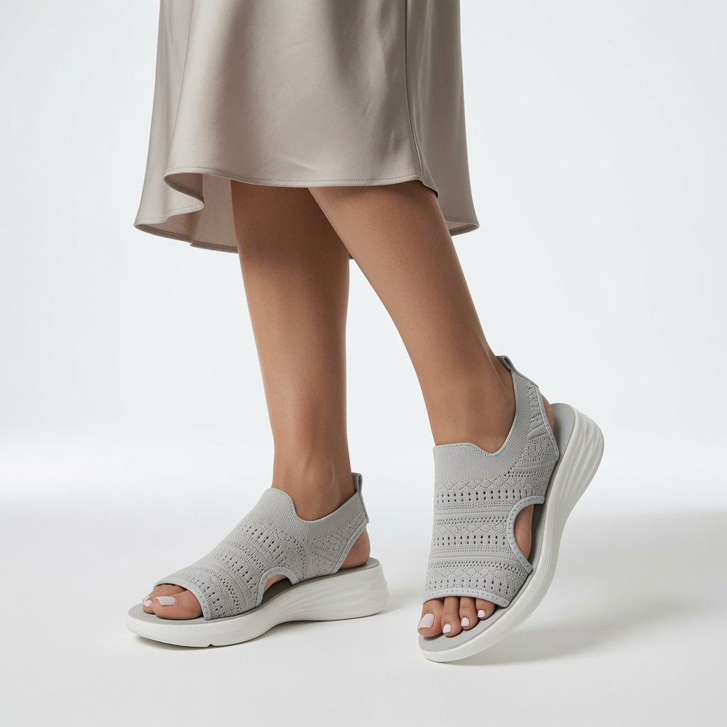 Souplesse™ — Sandale plateforme maille bout ouvert confort